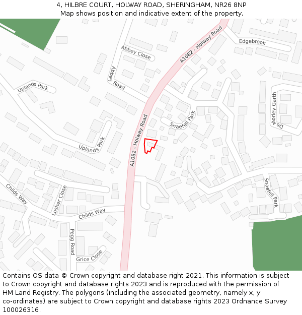 4, HILBRE COURT, HOLWAY ROAD, SHERINGHAM, NR26 8NP: Location map and indicative extent of plot