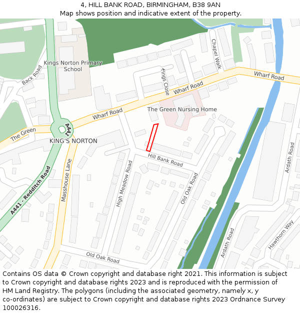 4, HILL BANK ROAD, BIRMINGHAM, B38 9AN: Location map and indicative extent of plot