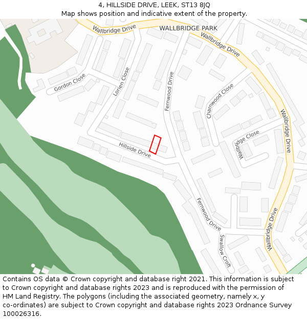 4, HILLSIDE DRIVE, LEEK, ST13 8JQ: Location map and indicative extent of plot