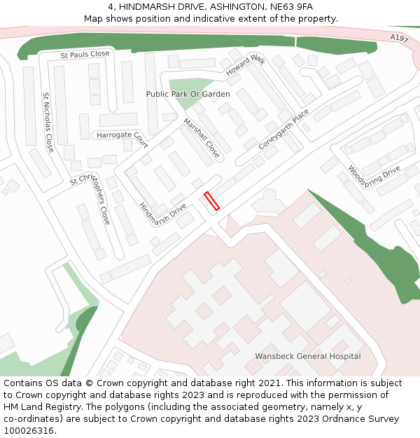 4, HINDMARSH DRIVE, ASHINGTON, NE63 9FA: Location map and indicative extent of plot