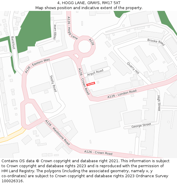 4, HOGG LANE, GRAYS, RM17 5XT: Location map and indicative extent of plot
