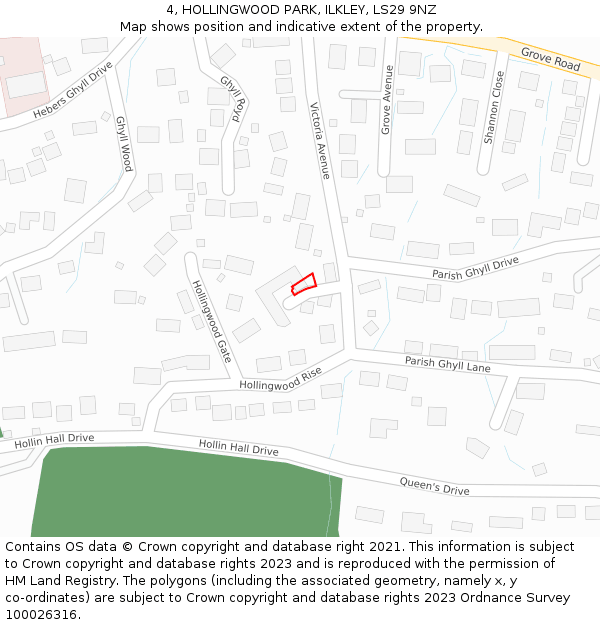 4, HOLLINGWOOD PARK, ILKLEY, LS29 9NZ: Location map and indicative extent of plot