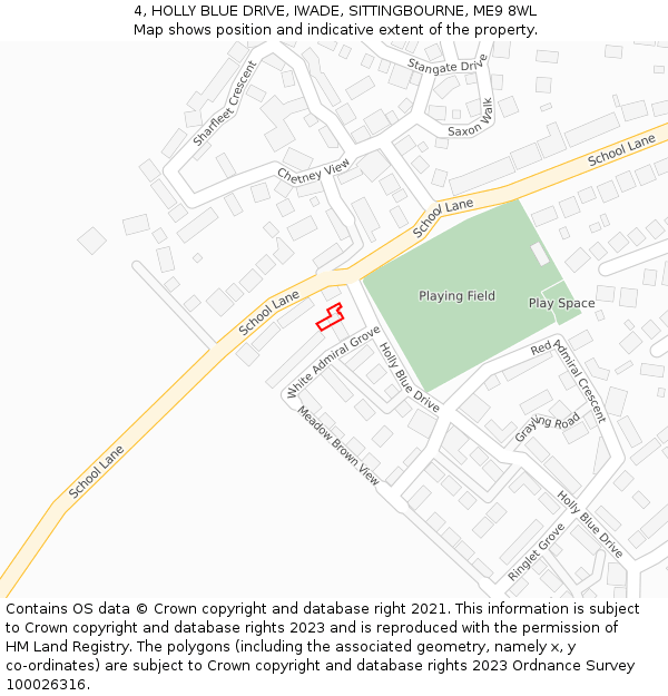 4, HOLLY BLUE DRIVE, IWADE, SITTINGBOURNE, ME9 8WL: Location map and indicative extent of plot