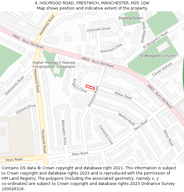 4, HOLYROOD ROAD, PRESTWICH, MANCHESTER, M25 1QW: Location map and indicative extent of plot