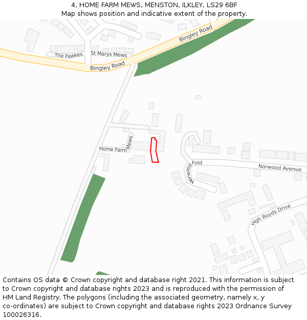 4, HOME FARM MEWS, MENSTON, ILKLEY, LS29 6BF: Location map and indicative extent of plot