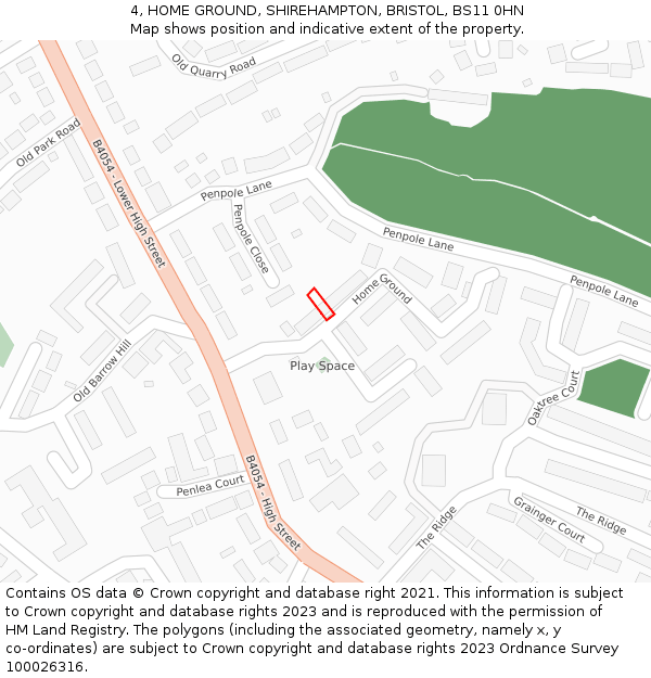 4, HOME GROUND, SHIREHAMPTON, BRISTOL, BS11 0HN: Location map and indicative extent of plot