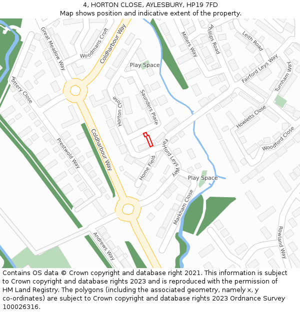 4, HORTON CLOSE, AYLESBURY, HP19 7FD: Location map and indicative extent of plot