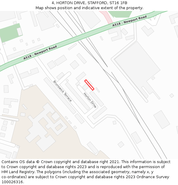 4, HORTON DRIVE, STAFFORD, ST16 1FB: Location map and indicative extent of plot