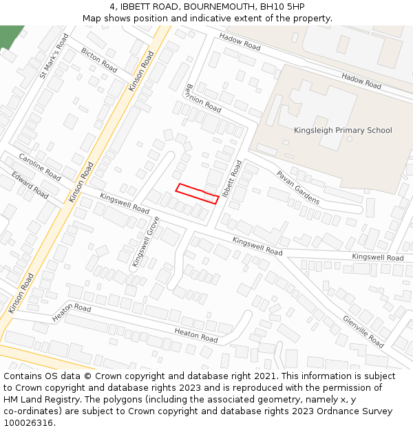 4, IBBETT ROAD, BOURNEMOUTH, BH10 5HP: Location map and indicative extent of plot