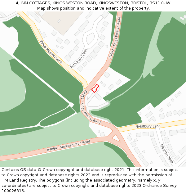 4, INN COTTAGES, KINGS WESTON ROAD, KINGSWESTON, BRISTOL, BS11 0UW: Location map and indicative extent of plot