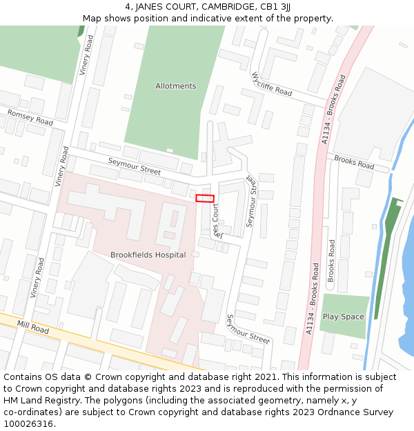 4, JANES COURT, CAMBRIDGE, CB1 3JJ: Location map and indicative extent of plot