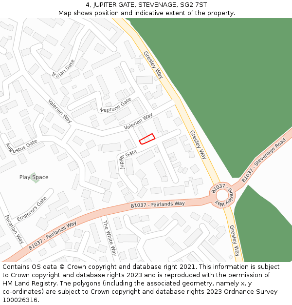 4, JUPITER GATE, STEVENAGE, SG2 7ST: Location map and indicative extent of plot