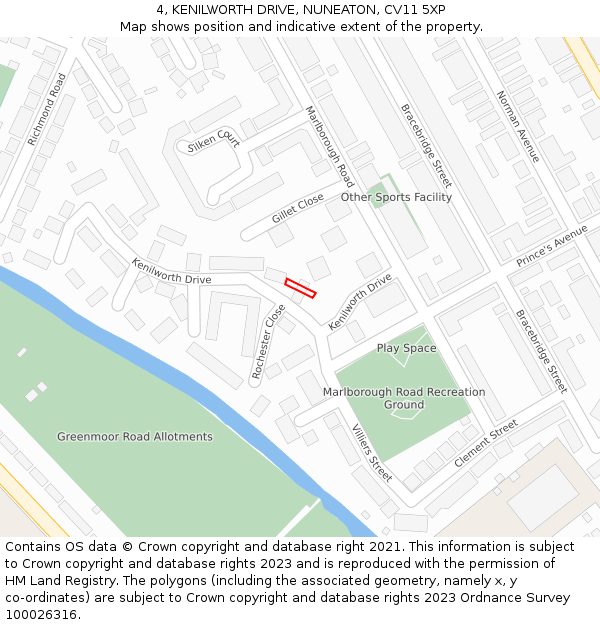 4, KENILWORTH DRIVE, NUNEATON, CV11 5XP: Location map and indicative extent of plot