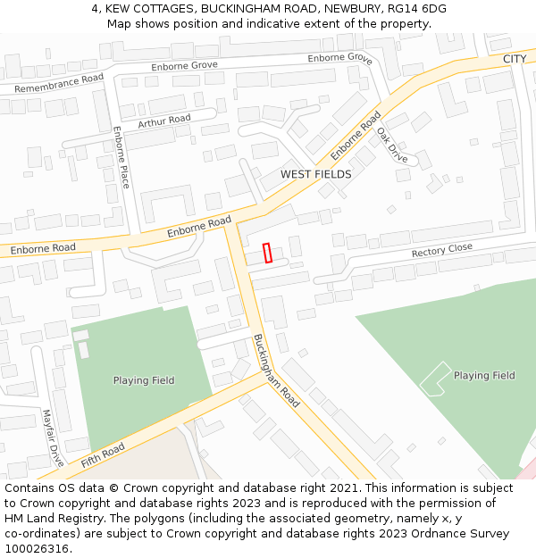 4, KEW COTTAGES, BUCKINGHAM ROAD, NEWBURY, RG14 6DG: Location map and indicative extent of plot