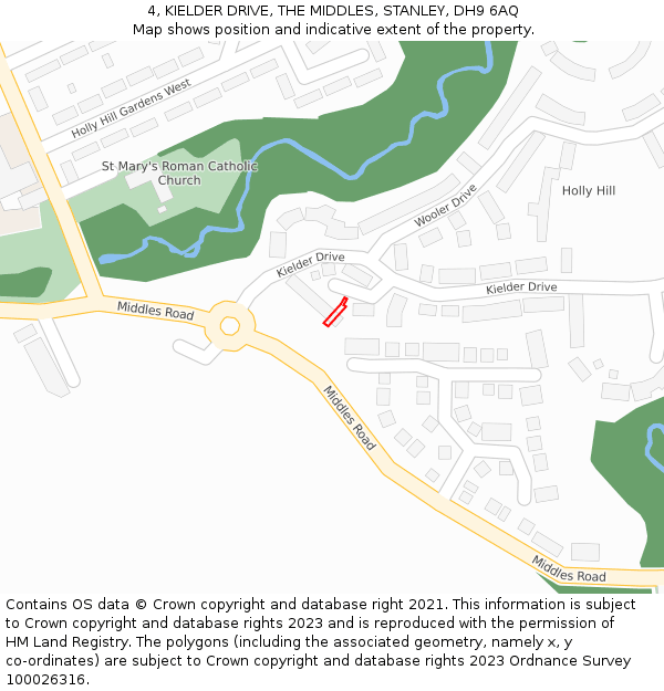 4, KIELDER DRIVE, THE MIDDLES, STANLEY, DH9 6AQ: Location map and indicative extent of plot
