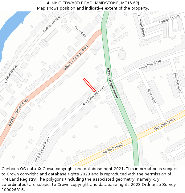 4, KING EDWARD ROAD, MAIDSTONE, ME15 6PJ: Location map and indicative extent of plot