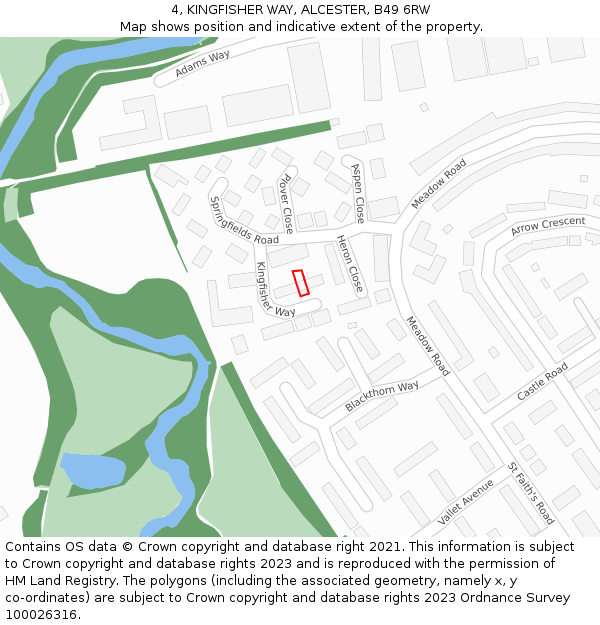 4, KINGFISHER WAY, ALCESTER, B49 6RW: Location map and indicative extent of plot