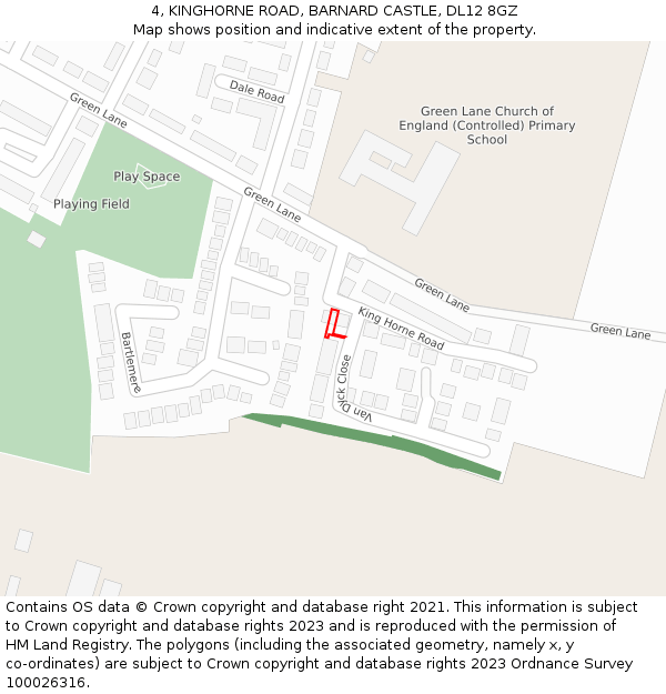 4, KINGHORNE ROAD, BARNARD CASTLE, DL12 8GZ: Location map and indicative extent of plot