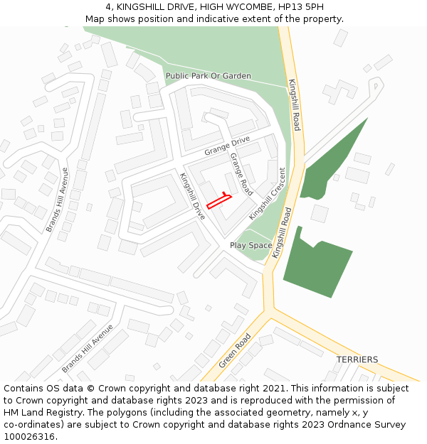 4, KINGSHILL DRIVE, HIGH WYCOMBE, HP13 5PH: Location map and indicative extent of plot