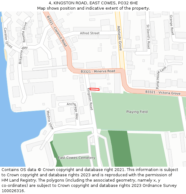 4, KINGSTON ROAD, EAST COWES, PO32 6HE: Location map and indicative extent of plot