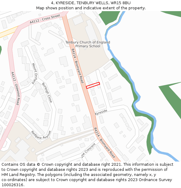 4, KYRESIDE, TENBURY WELLS, WR15 8BU: Location map and indicative extent of plot