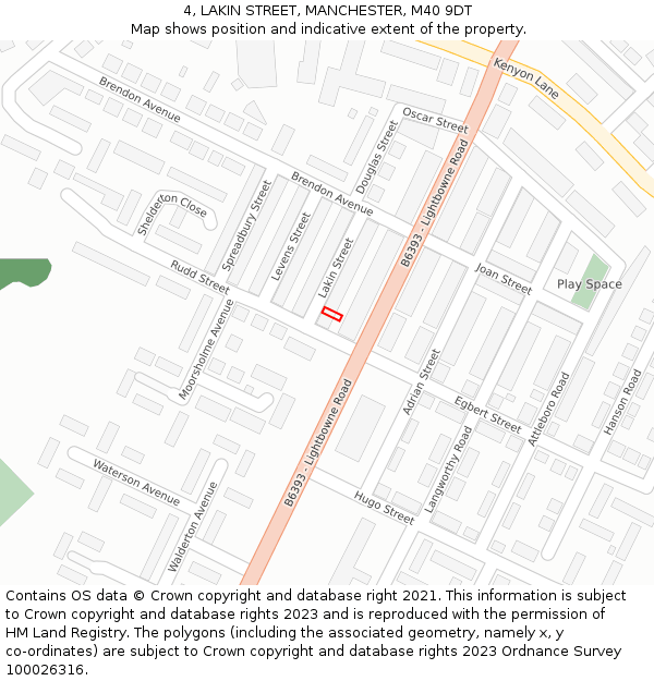 4, LAKIN STREET, MANCHESTER, M40 9DT: Location map and indicative extent of plot