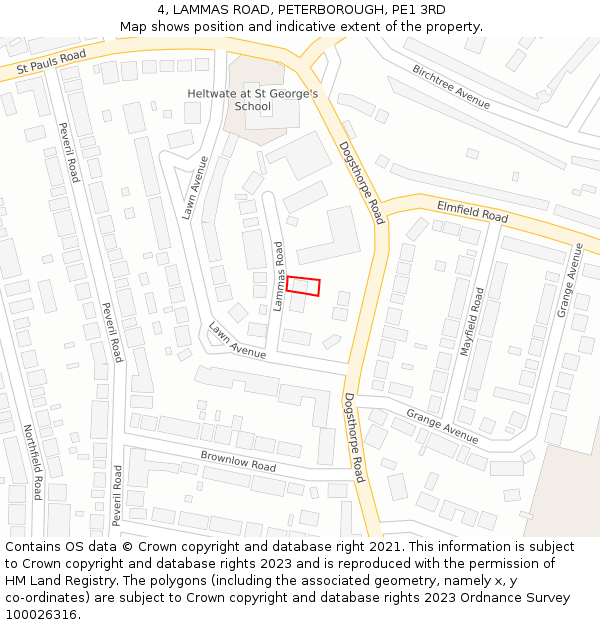 4, LAMMAS ROAD, PETERBOROUGH, PE1 3RD: Location map and indicative extent of plot