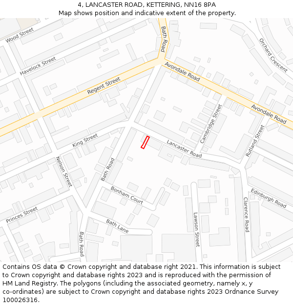 4, LANCASTER ROAD, KETTERING, NN16 8PA: Location map and indicative extent of plot