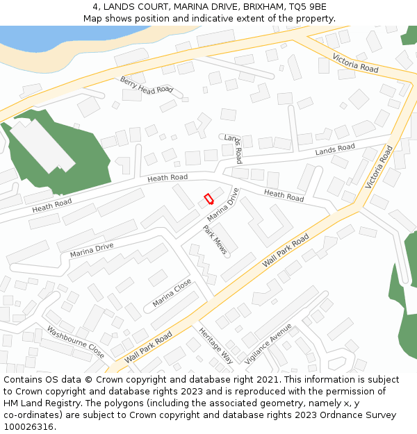 4, LANDS COURT, MARINA DRIVE, BRIXHAM, TQ5 9BE: Location map and indicative extent of plot