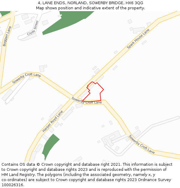 4, LANE ENDS, NORLAND, SOWERBY BRIDGE, HX6 3QG: Location map and indicative extent of plot