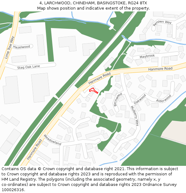 4, LARCHWOOD, CHINEHAM, BASINGSTOKE, RG24 8TX: Location map and indicative extent of plot