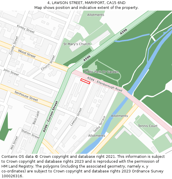 4, LAWSON STREET, MARYPORT, CA15 6ND: Location map and indicative extent of plot