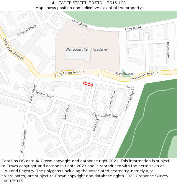 4, LEADER STREET, BRISTOL, BS16 1GR: Location map and indicative extent of plot