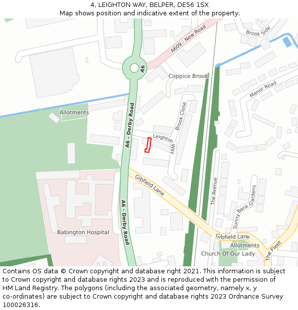 4, LEIGHTON WAY, BELPER, DE56 1SX: Location map and indicative extent of plot