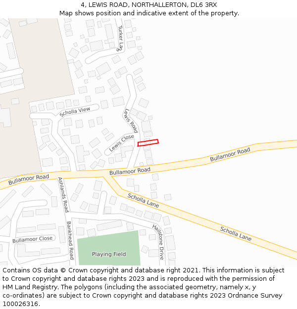 4, LEWIS ROAD, NORTHALLERTON, DL6 3RX: Location map and indicative extent of plot