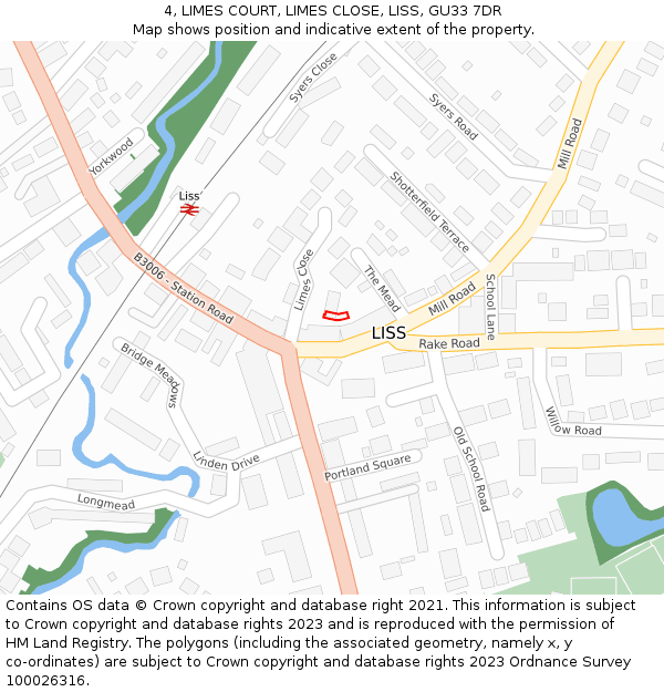 4, LIMES COURT, LIMES CLOSE, LISS, GU33 7DR: Location map and indicative extent of plot