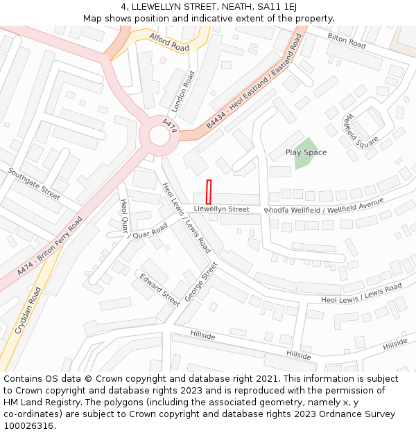4, LLEWELLYN STREET, NEATH, SA11 1EJ: Location map and indicative extent of plot