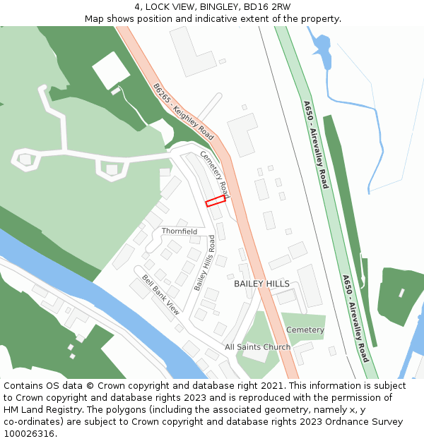 4, LOCK VIEW, BINGLEY, BD16 2RW: Location map and indicative extent of plot