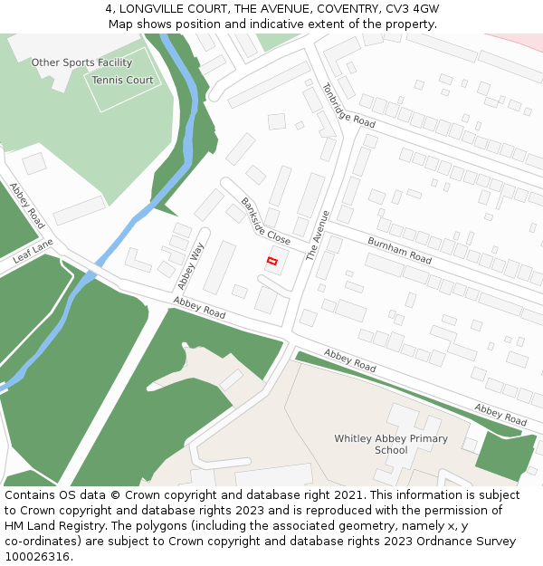 4, LONGVILLE COURT, THE AVENUE, COVENTRY, CV3 4GW: Location map and indicative extent of plot