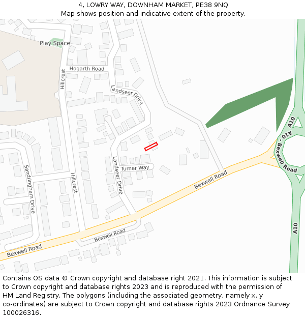 4, LOWRY WAY, DOWNHAM MARKET, PE38 9NQ: Location map and indicative extent of plot