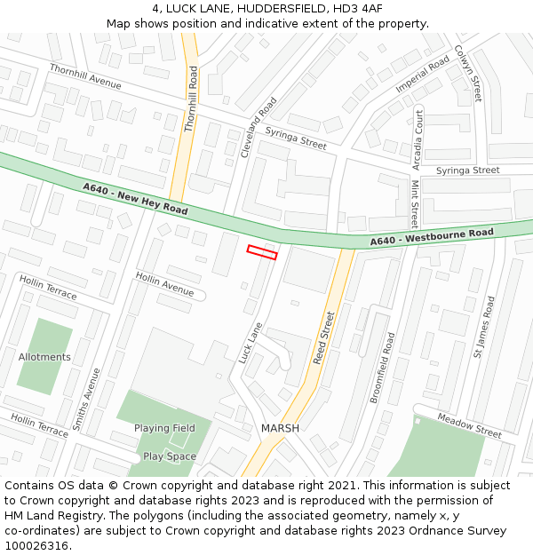 4, LUCK LANE, HUDDERSFIELD, HD3 4AF: Location map and indicative extent of plot