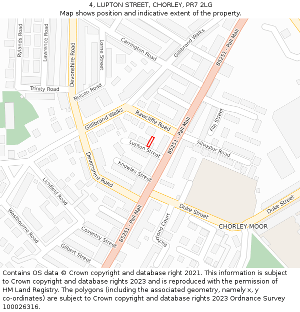 4, LUPTON STREET, CHORLEY, PR7 2LG: Location map and indicative extent of plot