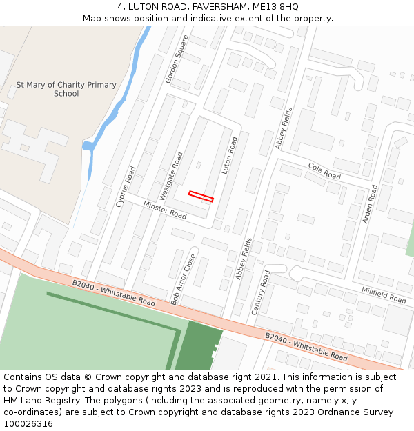 4, LUTON ROAD, FAVERSHAM, ME13 8HQ: Location map and indicative extent of plot