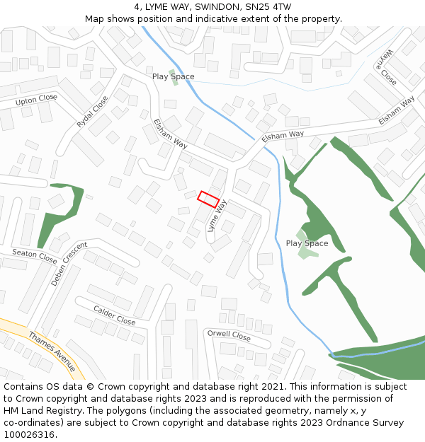 4, LYME WAY, SWINDON, SN25 4TW: Location map and indicative extent of plot