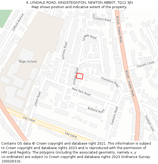4, LYNDALE ROAD, KINGSTEIGNTON, NEWTON ABBOT, TQ12 3JN: Location map and indicative extent of plot