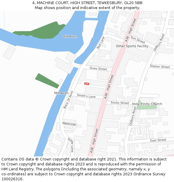 4, MACHINE COURT, HIGH STREET, TEWKESBURY, GL20 5BB: Location map and indicative extent of plot