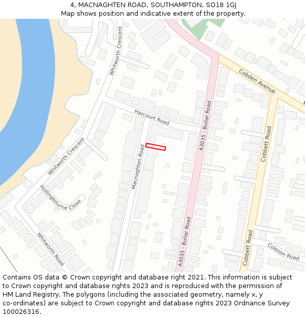 4, MACNAGHTEN ROAD, SOUTHAMPTON, SO18 1GJ: Location map and indicative extent of plot