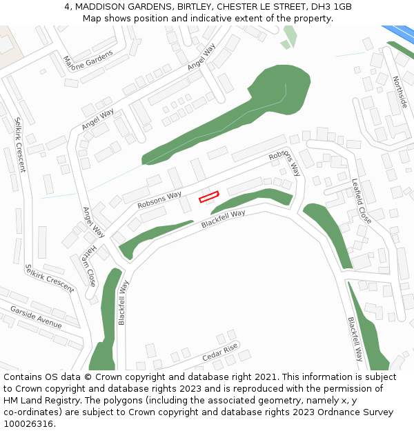 4, MADDISON GARDENS, BIRTLEY, CHESTER LE STREET, DH3 1GB: Location map and indicative extent of plot