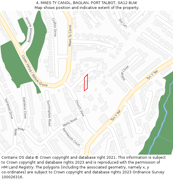4, MAES TY CANOL, BAGLAN, PORT TALBOT, SA12 8UW: Location map and indicative extent of plot