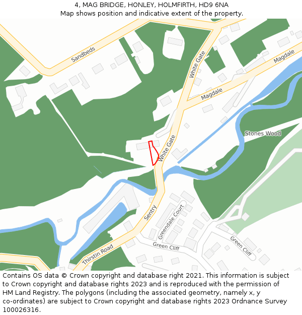 4, MAG BRIDGE, HONLEY, HOLMFIRTH, HD9 6NA: Location map and indicative extent of plot